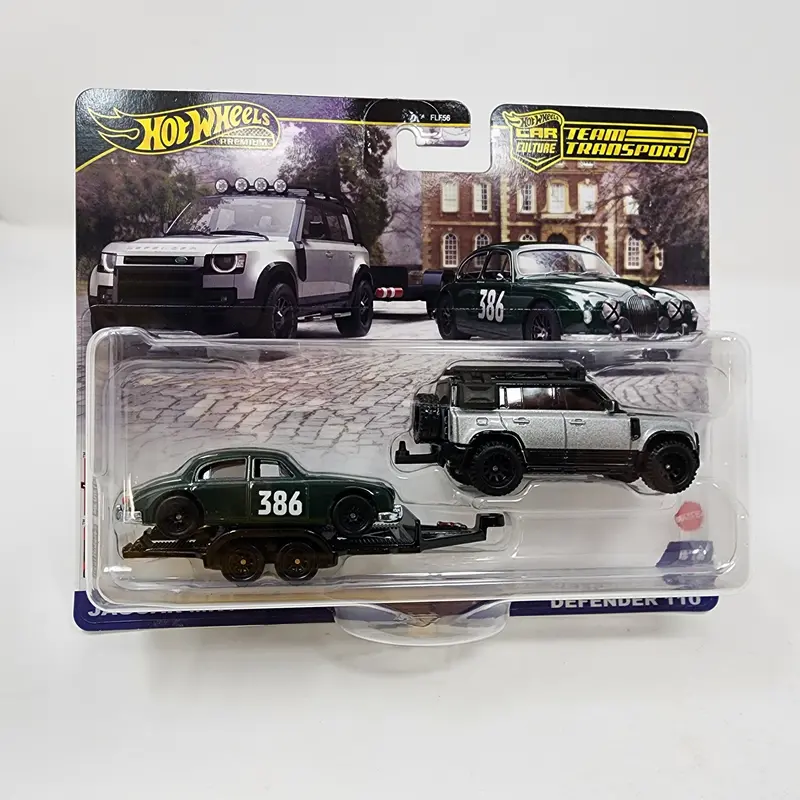2023 Land Rover Defender 110 & Jaguar Mk1 * 2024 Hot Wheels Team Transport Case E 1