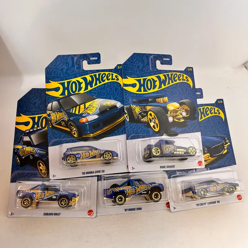 5 Car Basic Set * 2025 Hot Wheels 58Th Anniversary Blue & Gold Case J 1