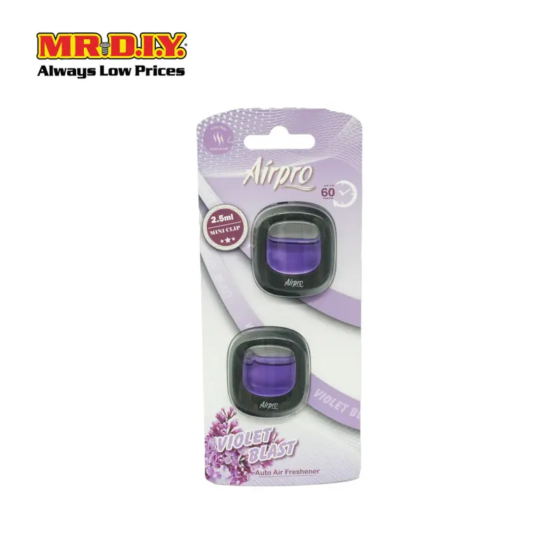 Airpro Air Freshener Clip Violet Blast 2Pcs (2.5Ml) 1