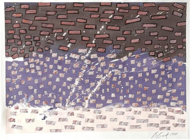 Barbara Beck 1988 Abstract Painting On Paper 1