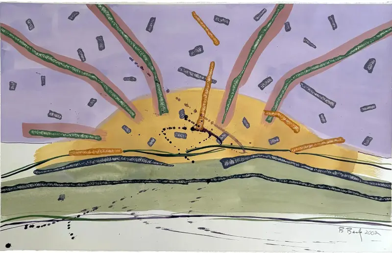 Barbara Beck 2002 Abstract Landscape Painting On Paper 1