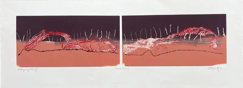 Barbara Beck 2007 Abstract Mono-Print “Bellying Along” 1