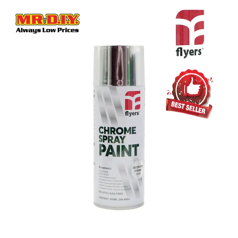 [Best Seller] (Mr.Diy) Flyers Spray Paint Chrome #C018 (400Ml) 1