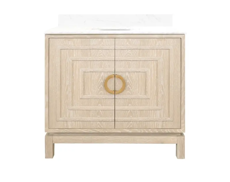 Bixby Art Deco Single Sink Bath Vanity - Cerused Oak, Matte Black, Or Matte White 2