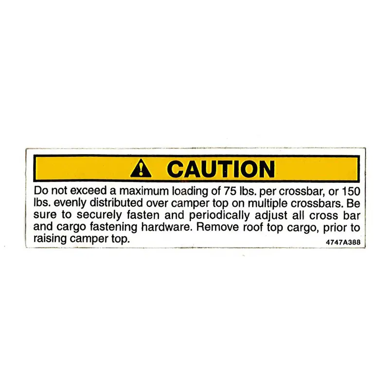 Caution Label Roof Rack 1