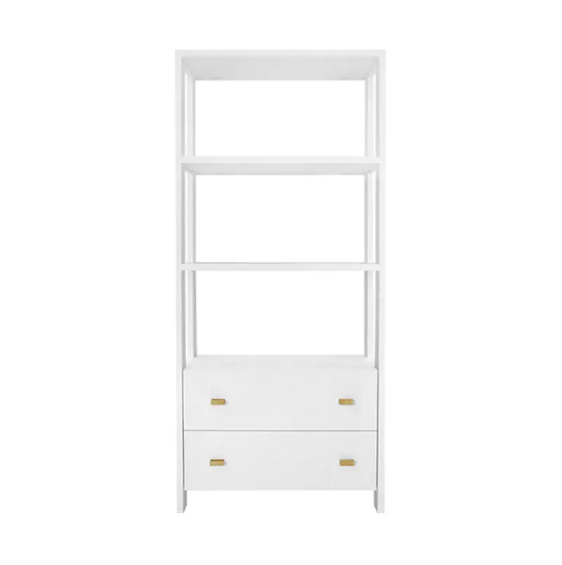 Davie Fluted Two Drawer Etagere - Matte White 1