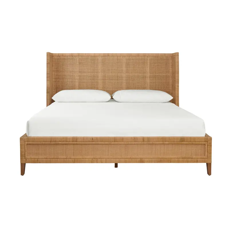 Dolly Rattan Platform Bed With Headboard - King, Queen, Or Twin 1