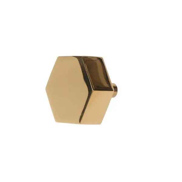 Hexagon Brass Finish Knob 1