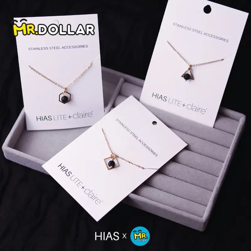 Hias Jewellery Gold Necklace With Black Lava Natural Diffuser Stone - Square 1