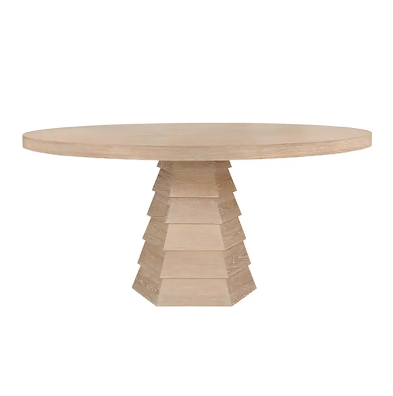 Hugo 60" Round Cerused Oak Dining Table 1