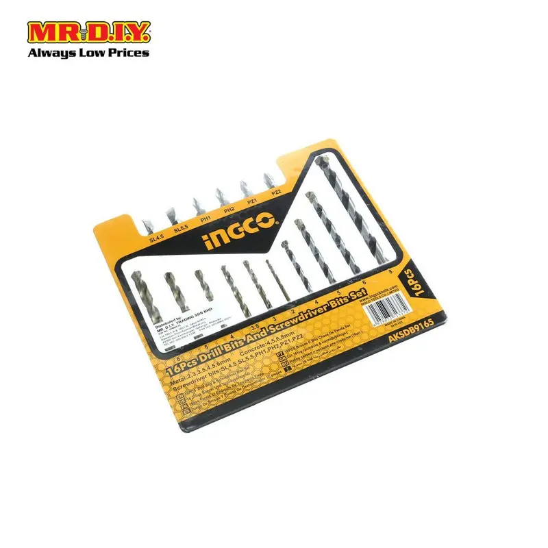 Ingco Drill Bits & Screwdriver Bits Set (16Pcs) Aksdb9165 1