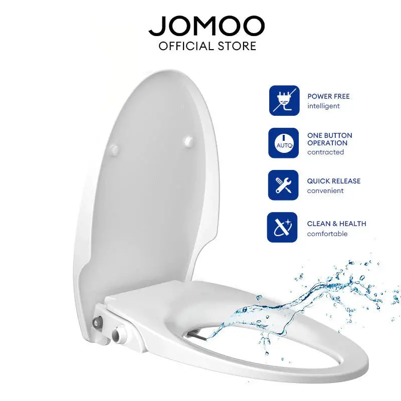 Jomoo Manual Bidet Seat Cover 97142 Adjustable Water Pressure Soft Close Self-Cleaning Dual Nozzles Hygiene V Shape Toilet Seat Cover 1