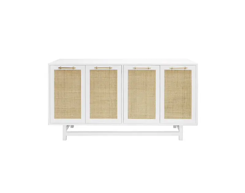 Macon Buffet Cabinet  - Matte White Lacquer W/Brass Hardware 1