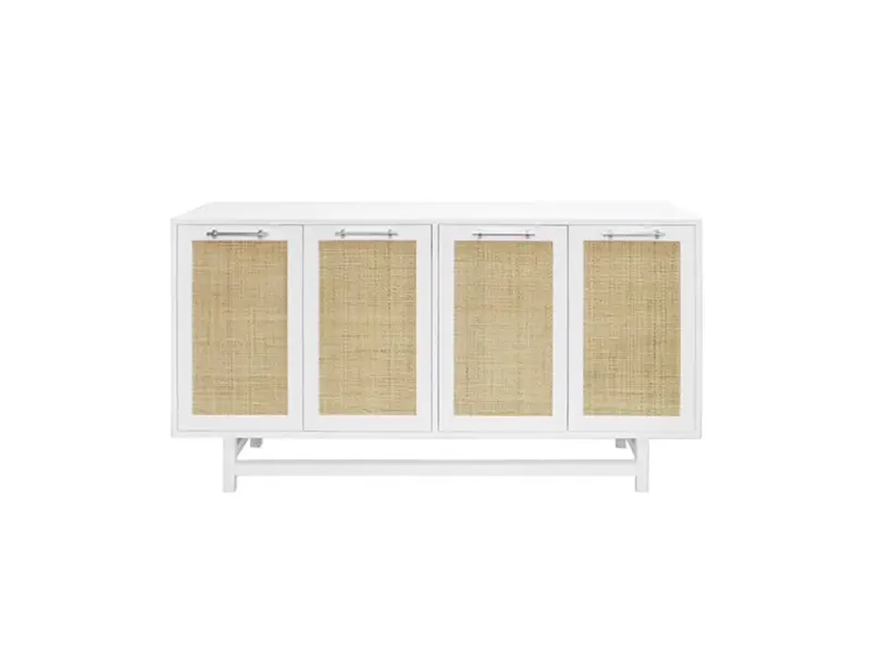 Macon Buffet Cabinet  - Matte White Lacquer W/Nickel Hardware 1