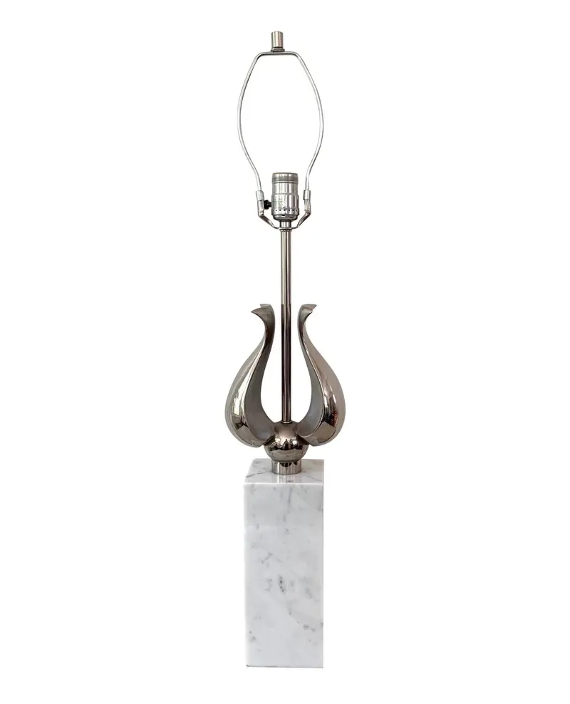 Mid-Century Italian Carrara Marble Table Lamp 1