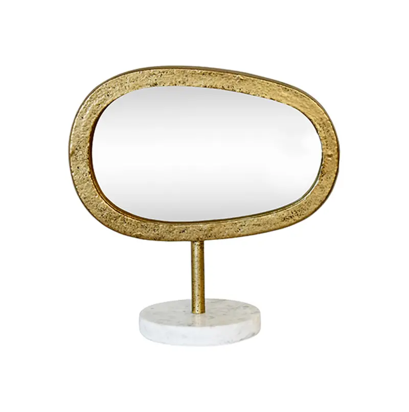 Moe Aged Gold And Marble Tabletop Mirror 1