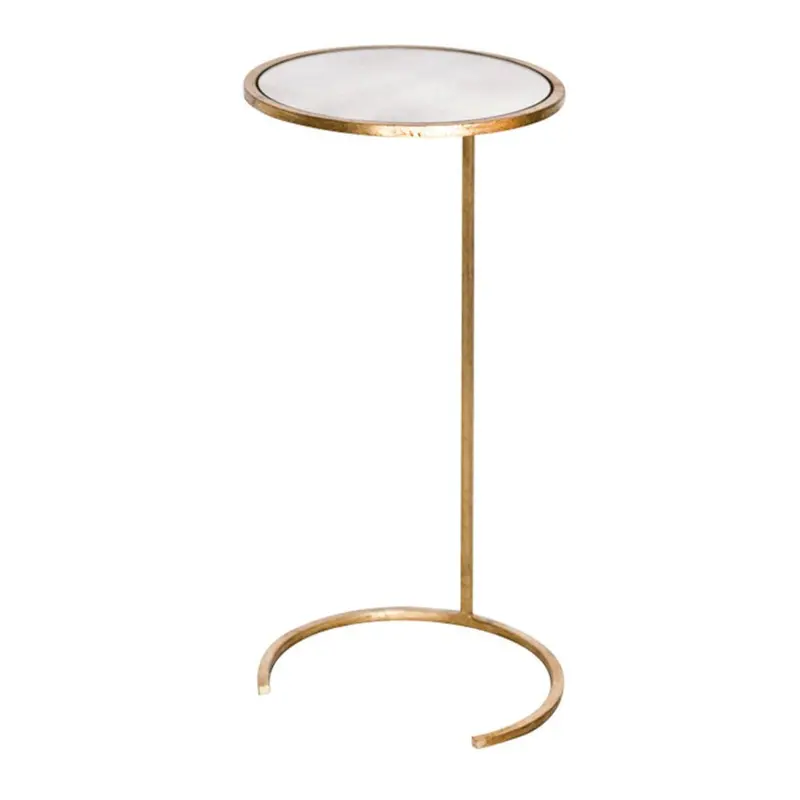 Monaco Metal Drinks Table W/Round Antique Mirror Top 1