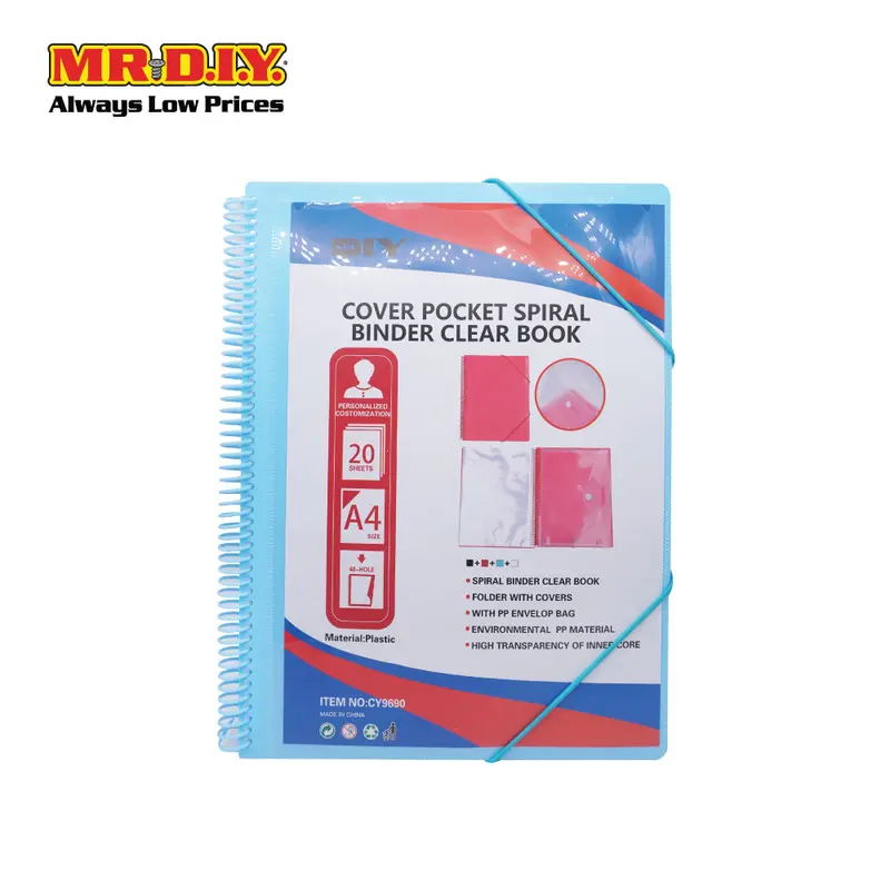 (Mr.Diy) Cover 20 Pocket Spiral Binder Clear Book Display File 1