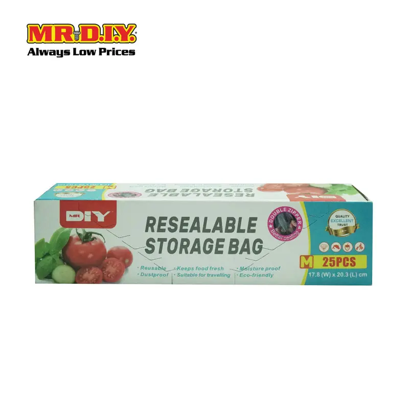 (Mr.Diy) Double Zipper Resealable Storage Bag (25Pcs) 1