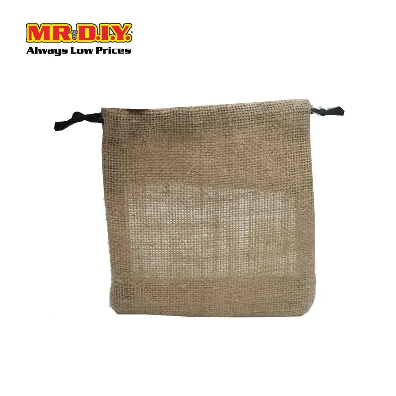 (Mr.Diy) Drawstring Jute Pouch Bag (14 X 14 Cm) 1