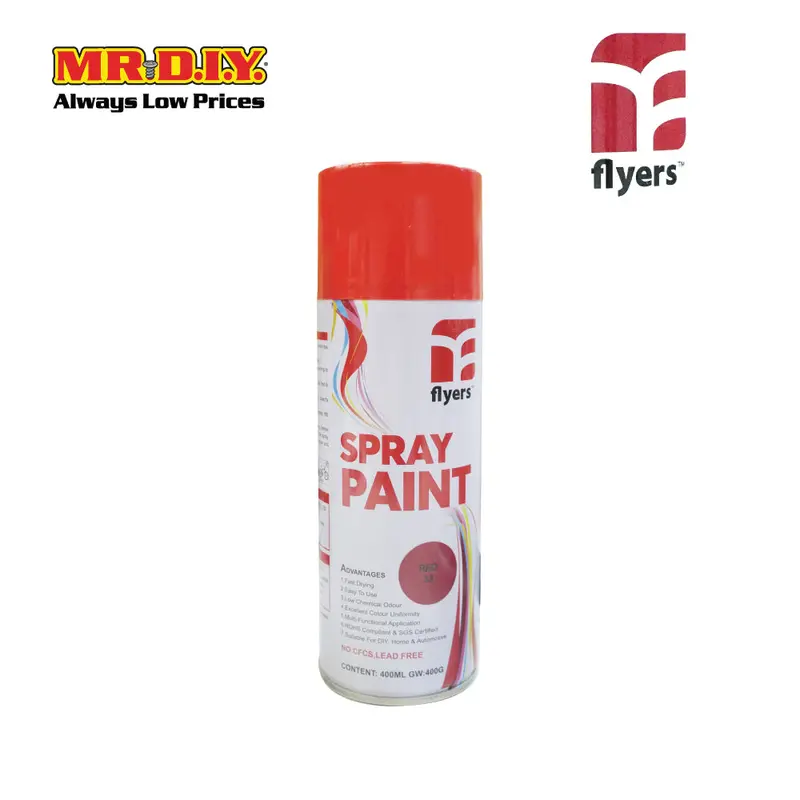 (Mr.Diy) Flyers Spray Paint Red #33 (400Ml) 1