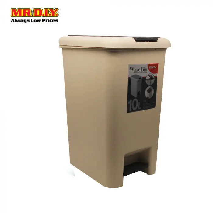 (Mr.Diy) Pedal And Press Dual Dustbin Beige (10L) 2