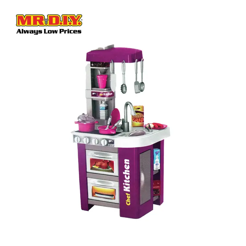 (Mr.Diy) Set Cooking Simulation Kids Chef Play Pretend Cooking Kitchen Toys Playset 72.5 X 34.5Cm (49Pcs) 1