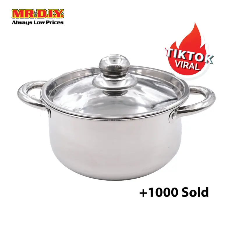 (Mr.Diy) Stainless Steel Casserole Pot With Lid (18Cm) 1