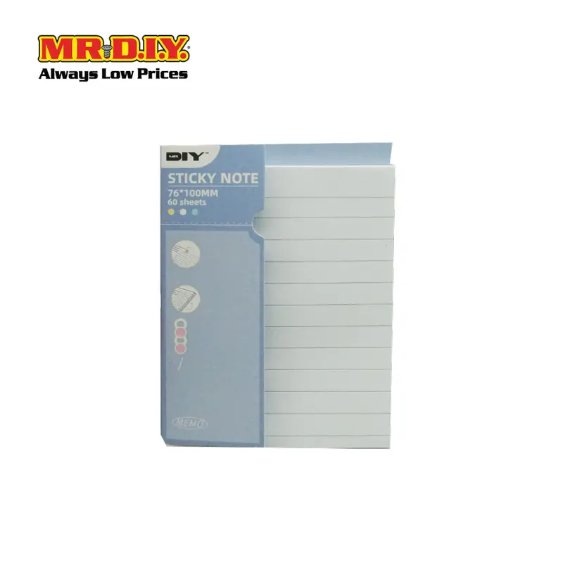 (Mr.Diy) Sticky Note Memo Printed Lines Sticker 60 Sheets (76 X 100Mm) 1