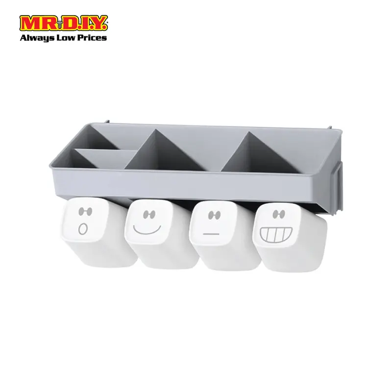 (Mr.Diy) Wall-Mounted Toothbrush Holder-Grey 1