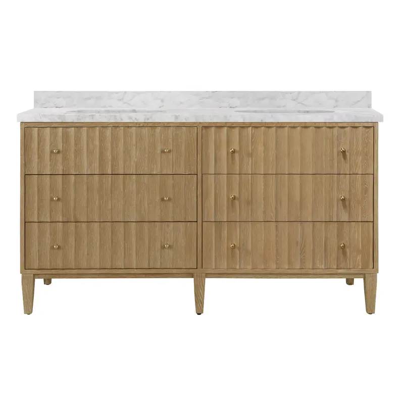 Odin 60" Cerused Oak Double Sink Bathroom Vanity 1