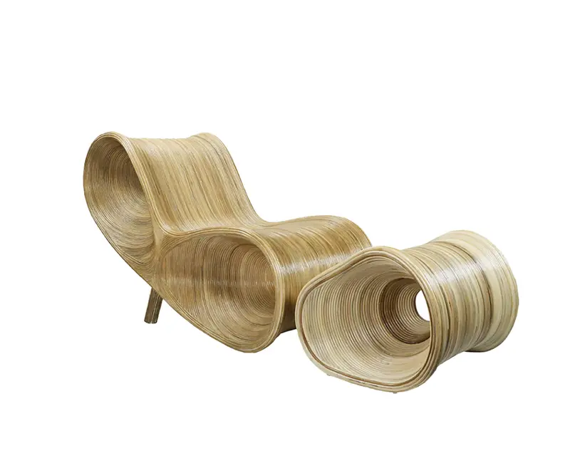 Parabola Rattan Deck Chair & Ottoman - Matthew Izzo Collection 1