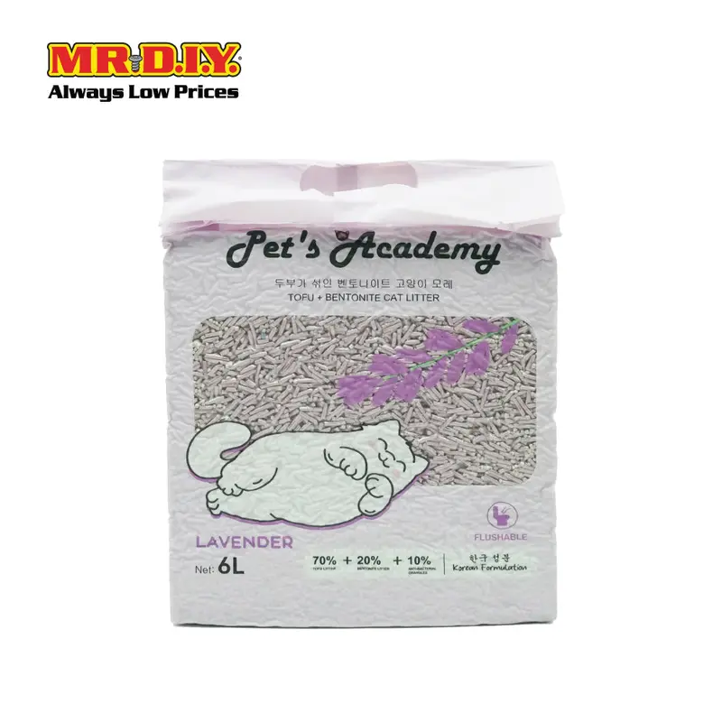 Pets Academy Tofu + Bentonite Cat Litter - Lavender (6L) 1