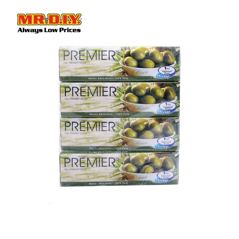 Premier Facial Tissue 1 Ply  (4 Boxes X 90'S) 1