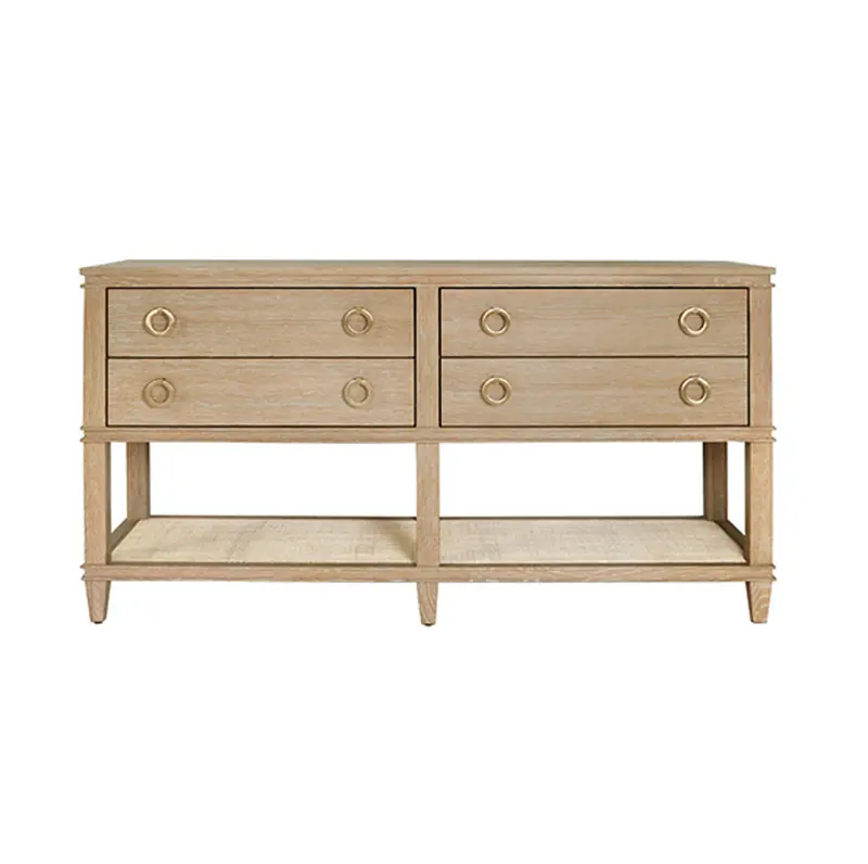 Richmond Four Drawer Console Table - Cerused Oak & Cane Or Black Oak 1