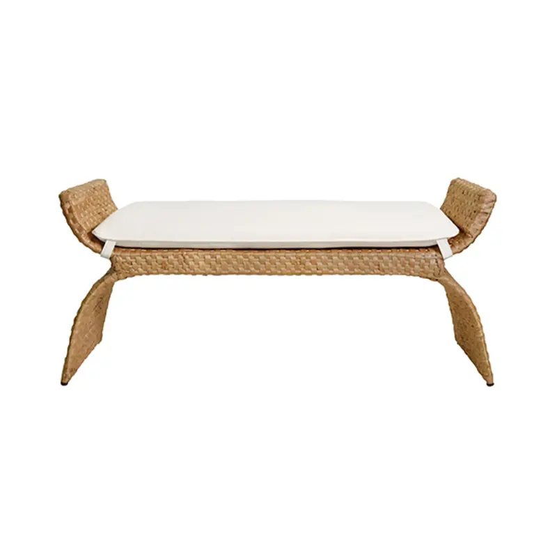 Sachi Hyacinth Bench With White Linen Cushion 1