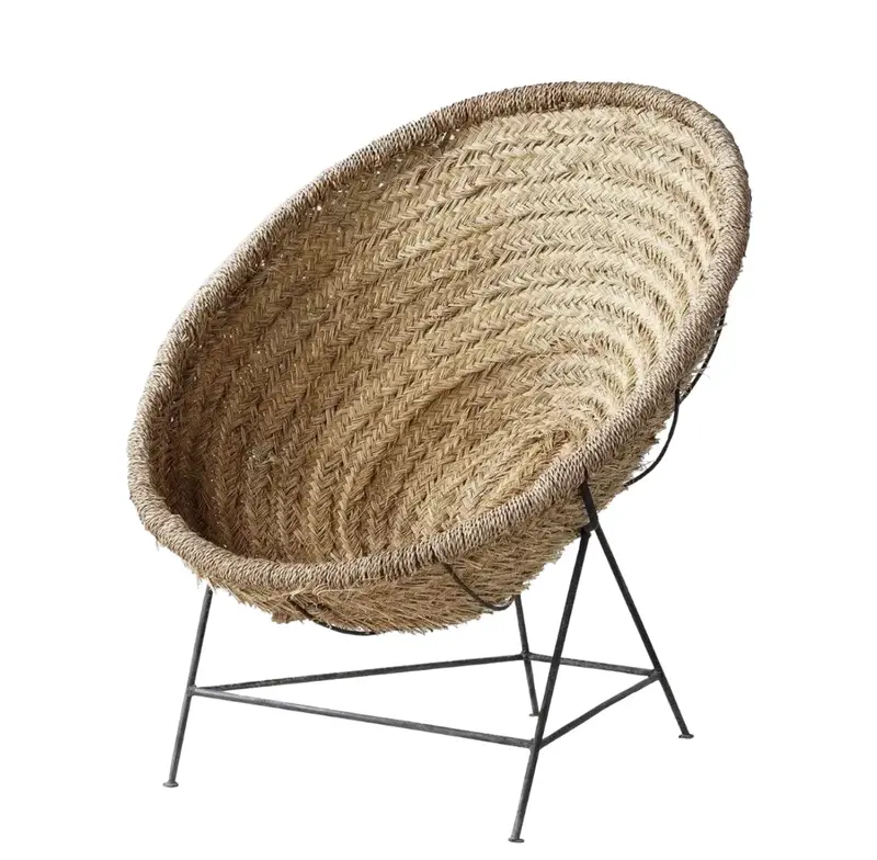 Seagrass & Iron Frame Lounge Chair - Matthew Izzo Collection 1