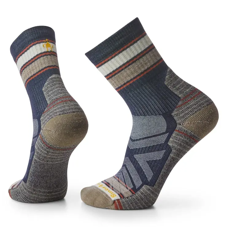 Smartwool Hike LC Striped Mid-Crew Socks – Durable Trail Performance