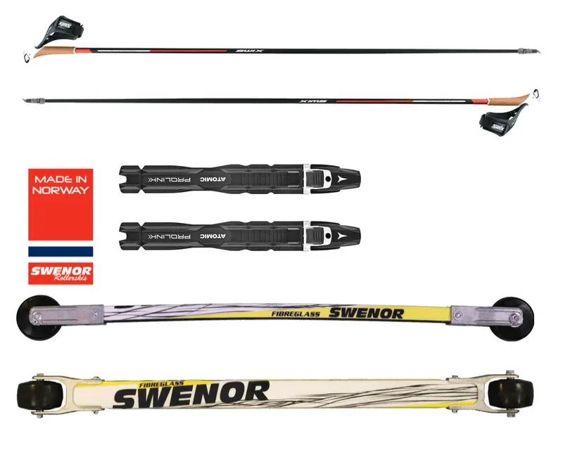 Swenor Fibreglass Classic Rollerski Package With Prolink Bindings 1