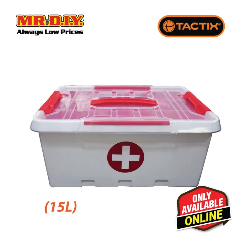 Tactix Large Clear Household Medicine Container Storage Box 320268 (15L) (40.4 X 30.4 X 18.7Cm) 1