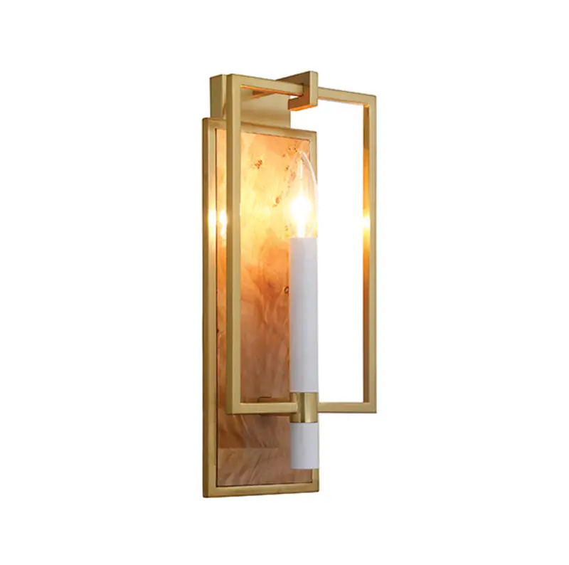 Taurus Candlestick Wall Sconce - Burlwood & Brushed Brass 1
