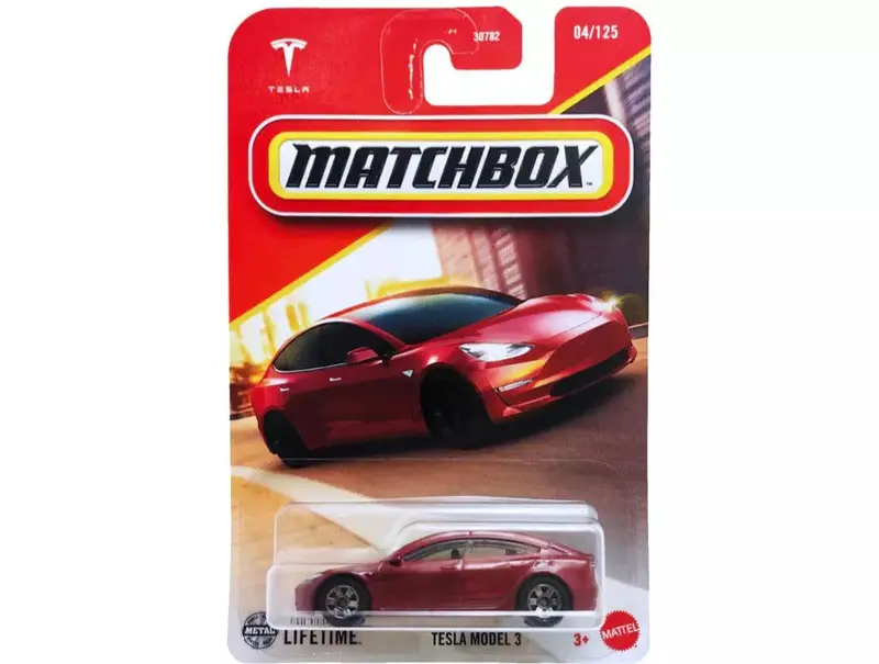 Tesla Model 3 #4 * Red * 2025 Matchbox Basic Case E 1