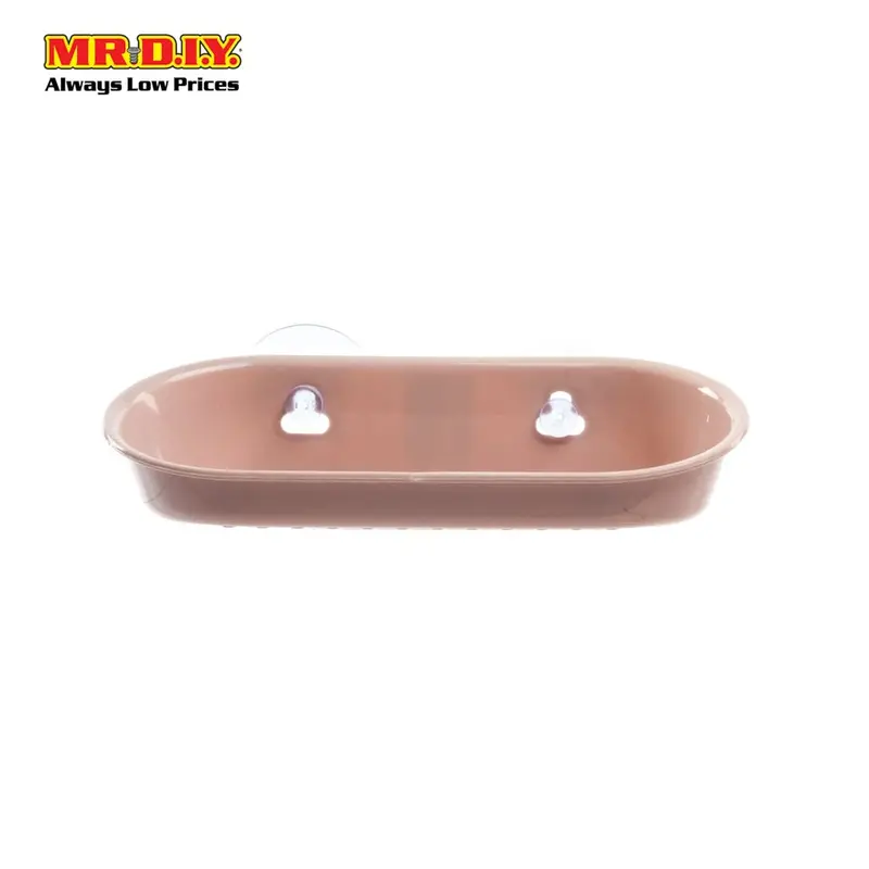 Two Suction Cups Bathroom Oval Soap Holder Pink 1