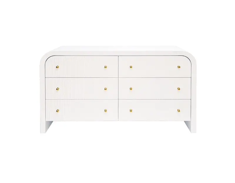 Valentina Glossy White Lacquer Six Drawer Chest 1