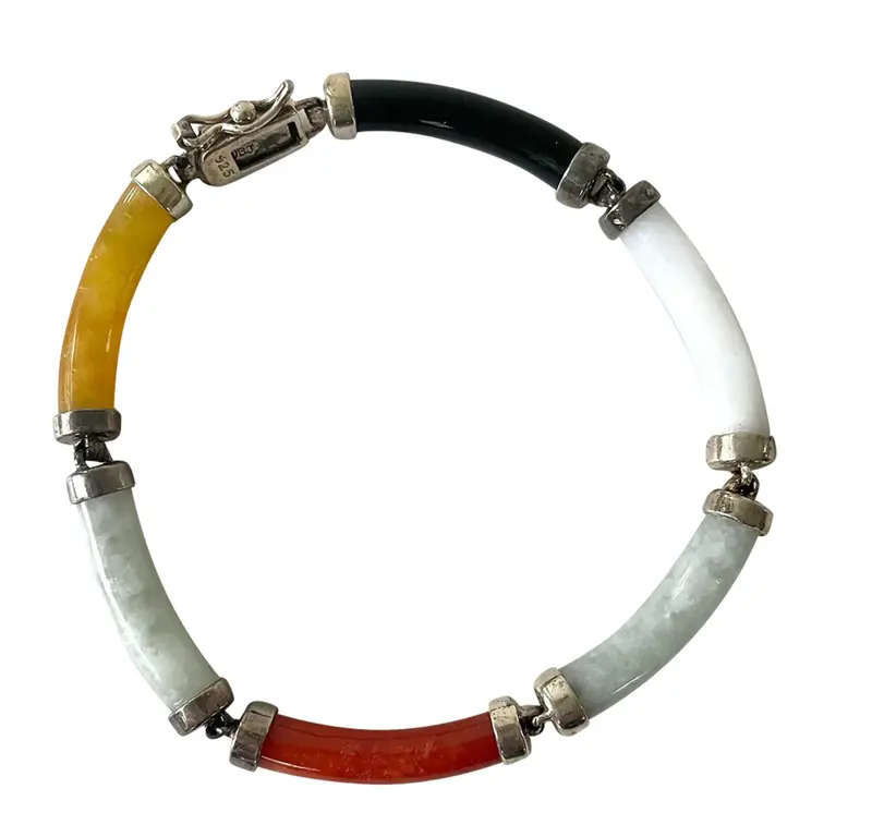 Vintage Jade And Sterling Silver Bracelet 1