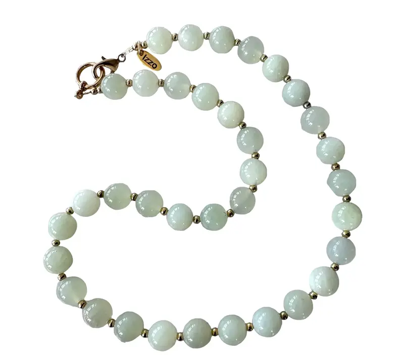 Vintage Jade Beaded Necklace With Gold Tone Clasp - Designed By By Matthew Izzo 1