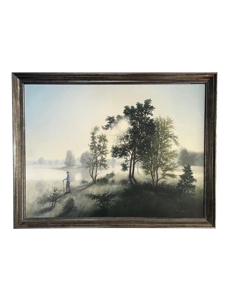 Vintage Thomas Locker Painting, Oil On Masonite (1965) 1