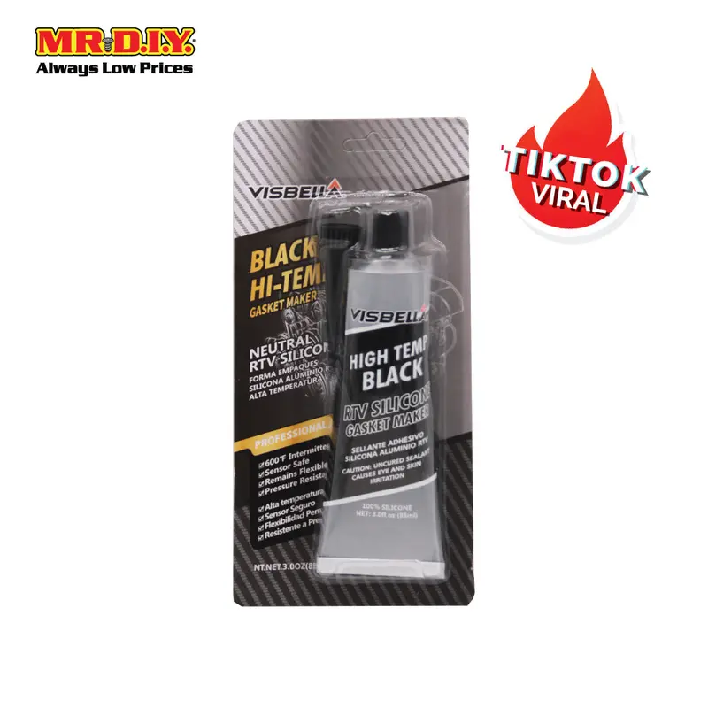 Visbella High Temp Black Rtv Silicone Gasket Maker 85G 1