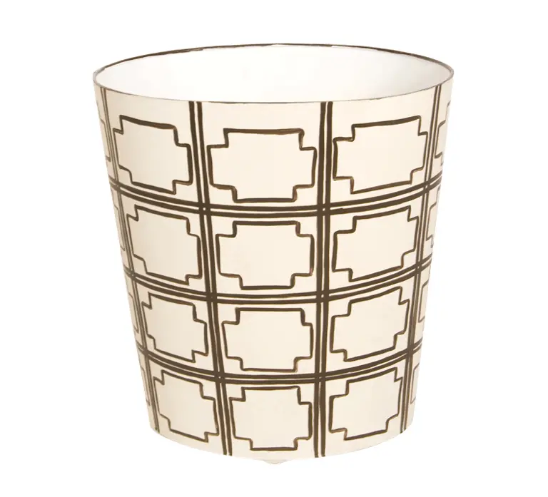 Wastebasket - Squares Handpainted Oval Metal - Five Color Options 1