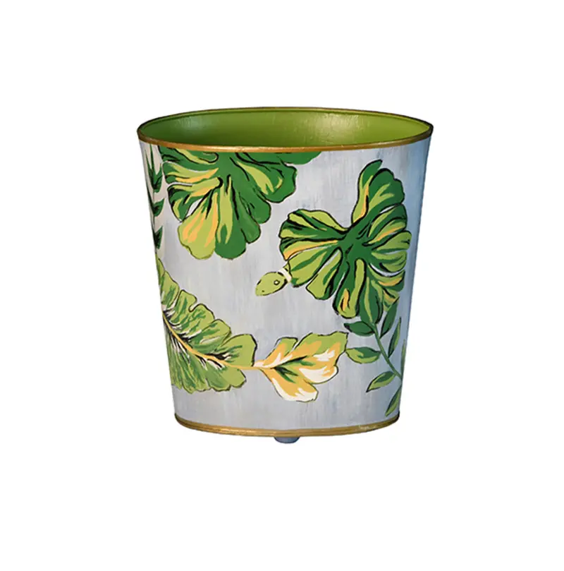 Wastebasket - Tropic Handpainted Oval Metal 1